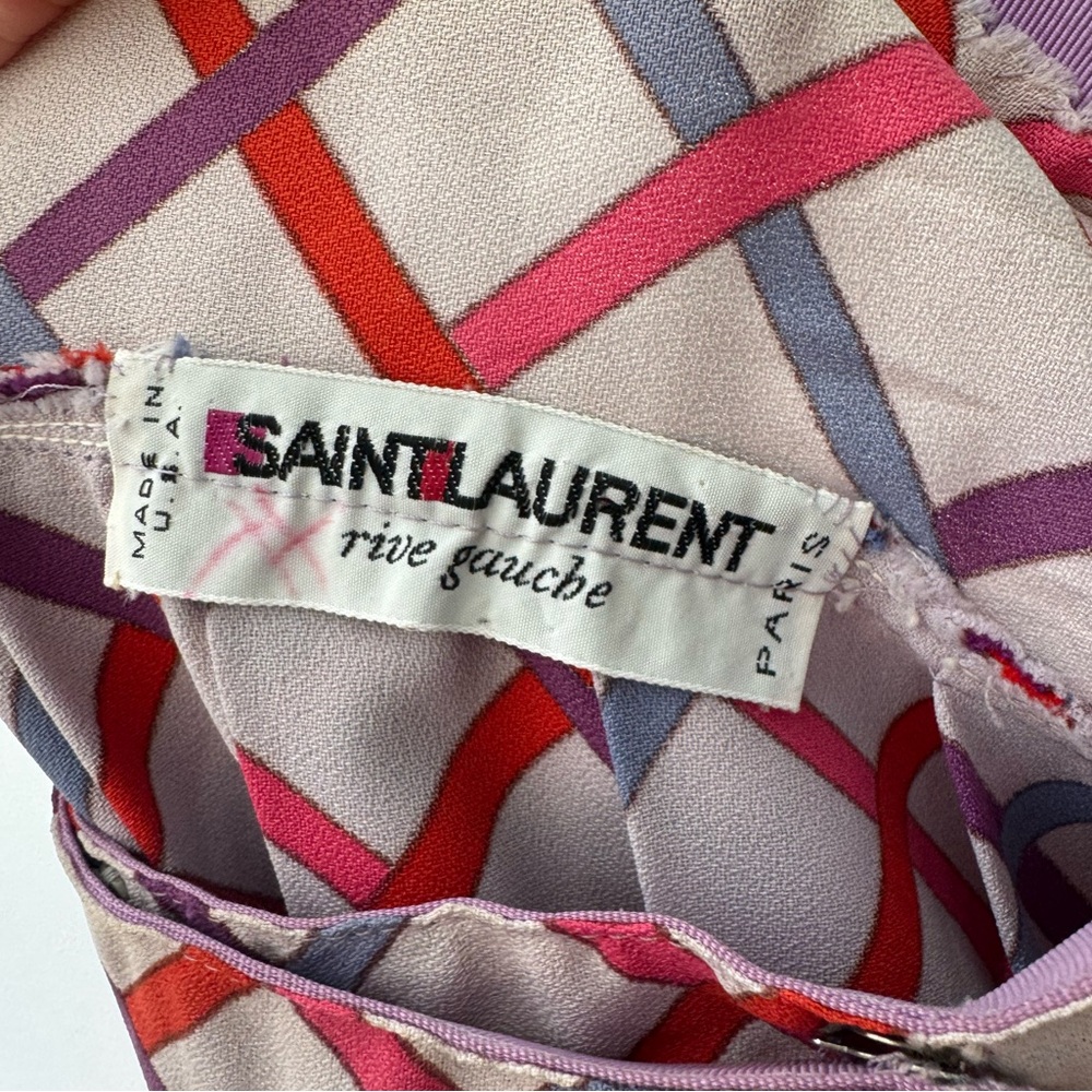 Saint Laurent vintage Rive Gauche Made in USA patterned A-Line midi Skirt - Picture 2 of 11